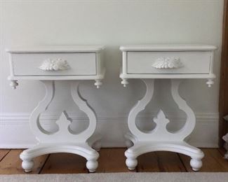 Pair white end tables 