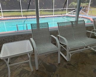 pool glider with previously pictured chairs and tables