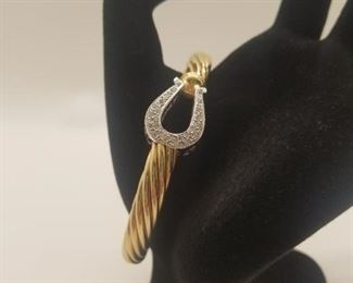 AVAILABLE FOR PRESALE. Horseshoe 14k Gold & Diamond Bracelet. Approx. 0.21 ct., 17.3 dwts.