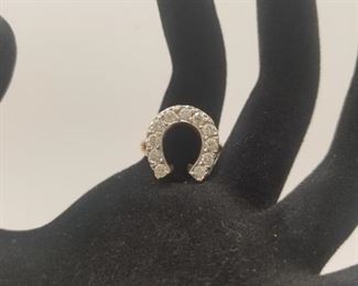 AVAILABLE FOR PRESALE.Horseshoe ring 14k yellow white gold. 0.77 ct.