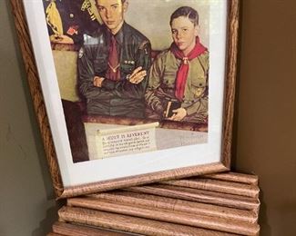 BOX OF FRAMED VINTAGE BOYSCOUT PRINTS