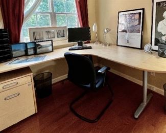 IKEA OFFICE DESK, FILE CABINET AND ACCESSORIES
