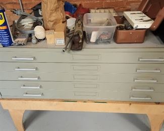 Map/blueprint cabinet and stand.