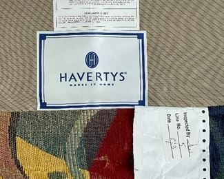 Haverty's Lounge Chair  with beautiful multicolored abstract design upholstery. (3' 4.5" x 2' 11' in x 2' 11")