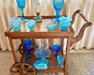 Blue Fenton, Fostoria and other Vintage Collectible Glass