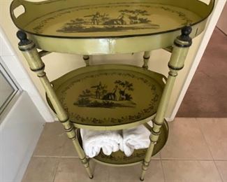 Cute tole painted tiered table