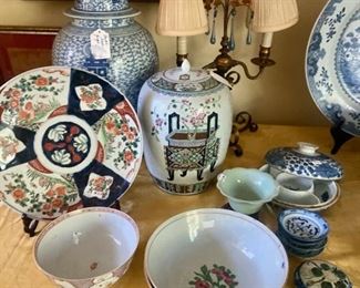 More Chinese porcelains, many large chargers, jars, plates etc.