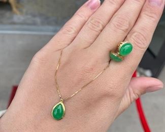 jade necklace and stud earrings 