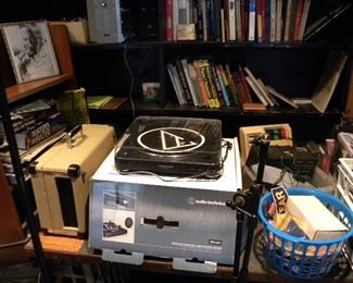 Records and turntables and stereo components, speakers. 