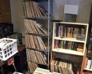 Records, CDs cassettes, DVDs, many jazz and Frank Sinatra. 
