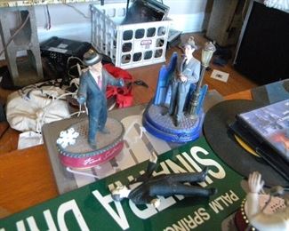 Frank Sinatra street sign and figurines. 