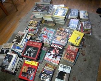 Collection of boxing books and magazines. 