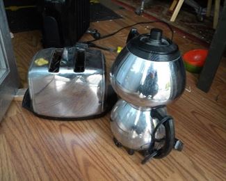 Percolator and toaster. 