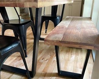 Kitchen table, 3 chairs and bench