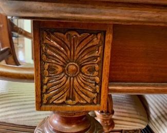 Dining room table and 10 chairs and 2 leaves