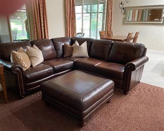 Sectional is 90 x 90 and 37 deep.  Beautifully made.  Sectional and Ottoman for $800 OBO