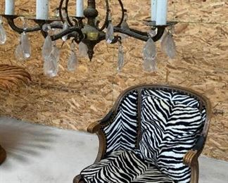 French Vintage Cane and Chandelier