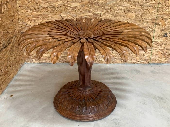 Large Teakwood Palm Tree Style Table