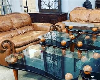 Leather sofas& coffee tables with glass top Orlando Estate Auction