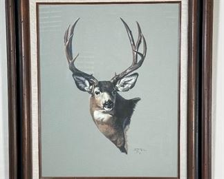 Original Art AJ Jeanie McCoy Deer Painting	Frame: 27x23.25in	
