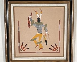 Navajo Clown David V. Lee Sand Painting Native American Sandpainting	Frame:22x22in	

