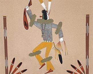 Navajo Clown David V. Lee Sand Painting Native American Sandpainting	Frame:22x22in	
