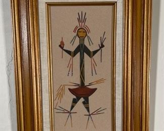 Navajo Rainbow Medicine Man Sand Painting L.A. Lillie A. Sloan Native American Sandpainting	Frame: 18.25x12.25in	
