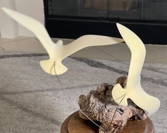 LARGE John Perry Seagulls in Flight Sculpture Burlwood	18x19x10in	HxWxD
