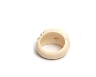 Ivory & 14k Gold Shrimp Dome Ring 	Size: 4.5	
