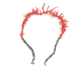 Native American Red Coral Branch Necklace 	22in Long 	
