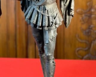 AS-IS 2pc Antique Victorian Spelter Statues Harp & Lute Sculptures PAIR	24x8x7.5in	HxWxD
