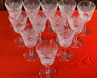 12 Waterford Crystal Alana Claret Wine Glasses	5.85in H x 3in diameter at opening	
