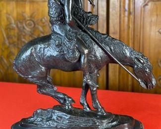 James Earle Fraser End of The Trail Bronze Sculpture Statue	19x6.5x17.5in	HxWxD
