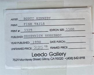 Signed Scott Kennedy Fish Tales (Tails) Numbered Limited Edition Litho Print	Print: 26 3/8  x 14 5/8 in	
