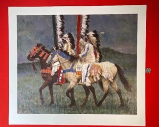 Signed Howard Terpning Prairie Knights Litho Print Limited Edition	Print: 21.75x25in	

