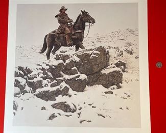 Signed James Bama Riding The High Country Litho Print Limited Edition	Print: 24.5x23.75in	
