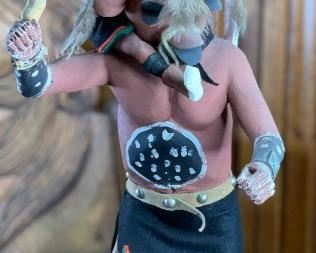 Vintage Hopi Mudhead Kachina Tuhavi and Koyemsi Native American Koyemsi Katsina	24.75x10x9in	HxWxD
