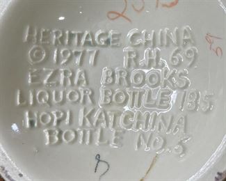 Ezra Brooks Hopi Kachina Bottle No. 6 1977 Heritage China Decanter	13x5x5in	HxWxD
