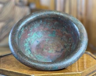 Primitive Hammered Copper Bowl Wide Rim	2.75in H x 9.25in Diameter	
