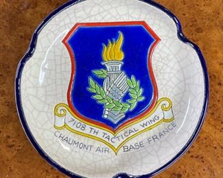 1960s Vintage USAF Chaumont Air Base France Ashtray 7108th Tactical Wing	1.25in H x 5.25in diameter	
