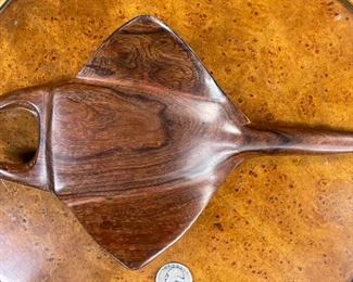 Ironwood Carving Manta Ray  Jose Astorga Wood Sculpture Rustic Seri indians	2.5x5.75x10.5in	HxWxD
