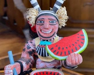 Vintage Hopi Kachina Watermelon Clown Small F. Healing Koshare  Katsina	8x3.5x3.5in	HxWxD
