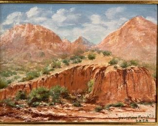 Original Art Hurlstone Fairchild Cañada del Oro Cliffs on Proctor’s Ranch 1958	Frame: 18.5x22.5in  Board: 12x16in	
