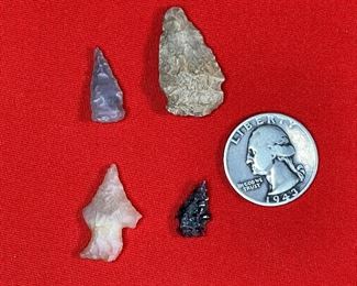 Lot of 4 Authentic Native American Arrowheads		
