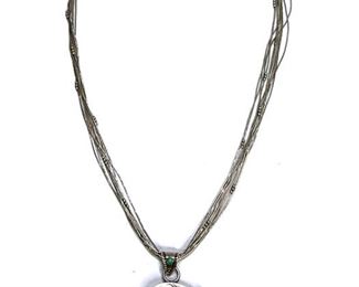 Sterling Silver Zuni Heartline Bear Pendant Liquid Silver Multi-strand Necklace Native American Arrow Kokopelli	24in Long Bear: 1.10x1.7in	
