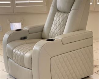 2 (sold individually) Abbyson Calton Leather Power Recliner with Power Headrest  IVORY	54 x 35 x 33in	HxWxD