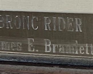Original James E Bramlett Bronco Rider Framed Pen & Ink Sketch Cowboy/Western Art Frame: 22.5x18.5in