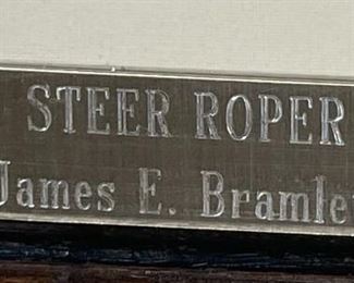 Original James E Bramlett Steer Roper Framed Pen & Ink Sketch Cowboy/Western Art Frame: 22.5x18.5in