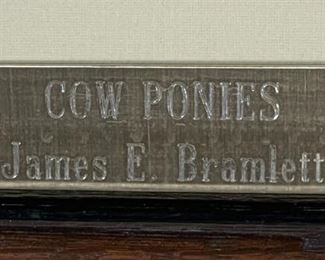 Original James E Bramlett Cow Ponies Framed Pen & Ink Sketch Cowboy/Western Art Frame: 22.5x18.5in
