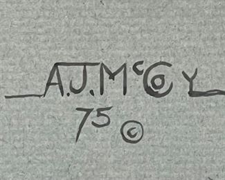 Original Art AJ Jeanie McCoy Deer Painting Frame: 27x23.25in